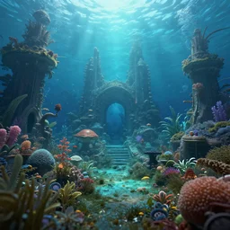3 6 0 panorama hdr environment map of a underwater world fantasy photograph detail focus octane render