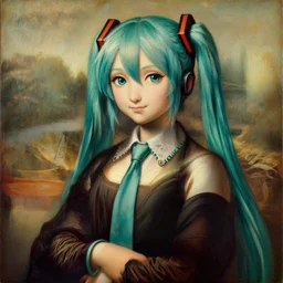 A classic portrait of Hatsune Miku by Leonardo da Vinci, oil painting, year 1506