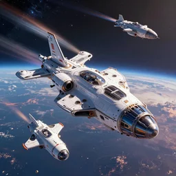 abstract spaceships in space, unreal engine 5, 3D render, hyper detailed, hyper realistic, colorful,