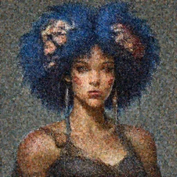 portrait of beautiful young maiden, warhammer, afro style, more and more cyberpunk, a lot of more scars, more and more flowers, blue head, some red water, the middle ages, highly detailed, artstation, illustration, artgerm sylvari portrait, 8 k quality, art by alfred kubin