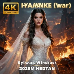 hyperrealist portrait of sylvanas windrunner wearing a wedding dress, in the background there is a valley in flames. by bayard wu, fantasy art, photo realistic, dynamic lighting, trending on artstation, poster, volumetric lighting, very detailed faces, 4 k, award winning
