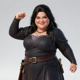 thick chubby filipina dnd mage, sly grin, fully clothed, exaggerated perspective, beautiful detailed face, action pose, anime style, dynamic shadows, dynamic lighting, geoff johns, jason fabok, jason fabok, brad anderson, splash art