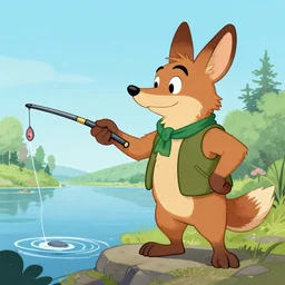 coyote ralph fishing in ussr, cartoon art