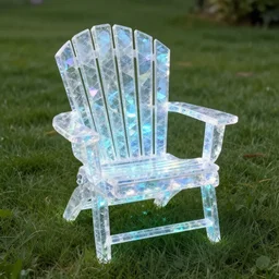 a lawn chair made of crystal gems, bioluminiscense