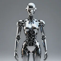 full body shot of a chrome robot with a humanoid face, insanely detailed intricate octane render, 8 k artistic photography, photorealistic