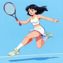 a shonen jump color page illustration of a futuristic tennis girl wearing yeezy 5 0 0 sneakers and an anorak inspired in inuyasha by brian froud and frank frazetta