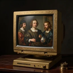 still life of ornate chinese cyberpunk computer crt screen by hieronymus bosch, baroque painting, lit from above diffused light, perfect composition, detailed octane render trending on artstation, 8 k artistic photography, volumetric cinematic perfect light, chiaroscuro, masterpiece, raphael, caravaggio, beksinski, rutkowski