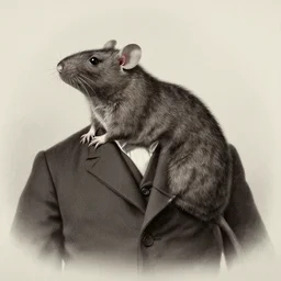 rat wearing a suit, daguerreotype