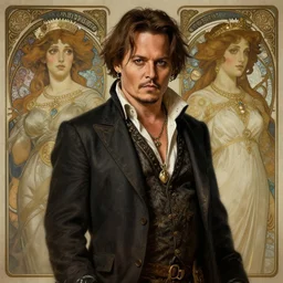 photography of johnny depp, deep focus, d & d, fantasy, intricate, elegant, highly detailed, digital painting, artstation, concept art, matte, sharp focus, illustration, hearthstone, art by artgerm and greg rutkowski and alphonse mucha
