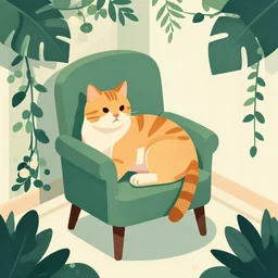 ( ( dither ) ), editorial illustration portrait of an isometric of noble wild cat resting in a chair, castle interior, foliage overgrowth, flowers, modern art deco, ( ( mads berg ) ), christopher balaskas, rich grainy texture, detailed, dynamic pose, matte print, risograph, wood block print, unreal engine, colorful, vibrant