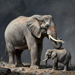 the big elephant and the small elephant by zdzisław beksiński