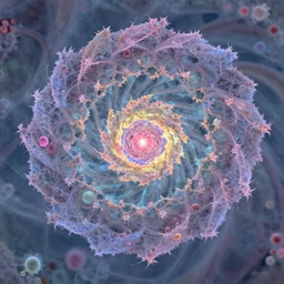 biological fractal pastel colored electron micrograph hyperrealistic alex gray spiral galaxy 8 k