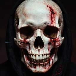 glitchy bloody face skull