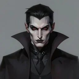 sharp hq rendering, dark vampire, character portrait, concept art, painterly, fanart, highly detailed in the style of wlop by ilya kuvshinov, wenjun lin, angular geometric symmetrical design
