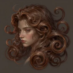 hairs, swirls, scrolls. fantasy, digital painting, hd, detailed.
