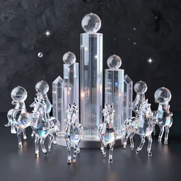 a bunch of jorbles bumping a pogo skyline of transparent reflective celestial steeds, octane render, unreal engine, texture, 8 k