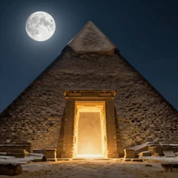 full moon highly detailed environment concept alt art doorway glowing portal in the pyramid finely detailed illustration animation key frame