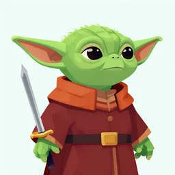 portrait of a roman dictator yoda looking to the side wearing uniform with sword, flat art, award winning art, nft - style art, vivid colours, cartoon, clear, detailed