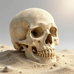 3 d render, surreal, unreal engine, skull made of sand grains, leaking, digital art, radiant light,