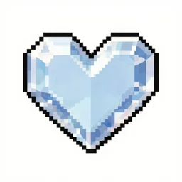 pixel art of a crystal in the shape of a heart