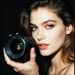 an award winning cooke 8 5 mm f / 1. 2 lens close - up portrait photograph of a beautiful glamorous young woman shot by annie leibovitz and alphonse mucha, lomography color 4 0 0 film stock, low - key studio lighting,