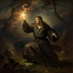 mystic mage casting a spell by bouguereau