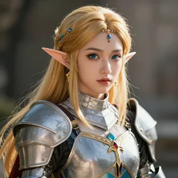 beautiful portrait of a gorgeous knight who looks like Princess Zelda , character design by Ross Tran, artgerm  detailed, soft lighting
