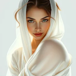 ultra realistic illustration studio of a beautiful elegant girl in an artistic pose covered in silk, intricate, elegant, highly detailed, digital painting, artstation, concept art, smooth, sharp focus, illustration, delicate features. bright white. ultra realistic. ultra clear detailed art by artgerm, atey ghailan, craig mullins and greg rutkowski and alphonse mucha by klimt
