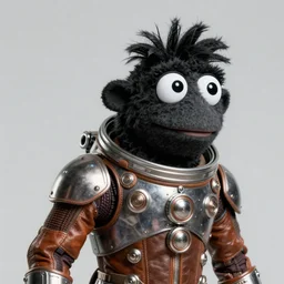 dynamic upper body and head portrait of elegant black muppet wearing complex leather and metal spacesuit, by ilya kuvshinov, norman rockwell, jack kirby, ruan jia, jeremy mann, roberto ferri, lois van baarle, daniel gerhartz, 5 0 s science fiction, pulp scifi fantasy illustration