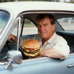 vintage mcdonald's commercial depicting the hamburgular in kennedy's car at the jfk assassination, in dallas, by zapruder, by saul leiter, by norman rockwell