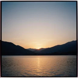 sunset over the lake in the mountains, kodak portra 4 0 0