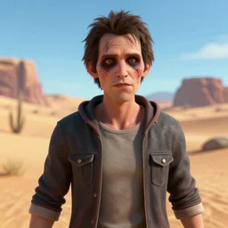 creepy uncanny valley face portrait of a badly 3 d modeled man posing in a desert, rendered in bryce 3 d and daz, art by chris - chan, xavier renegade angel, very ugly, ray - tracing, vibrant color, depth of field, cinematic lighting, sharp focus, rule of thirds, extremely hated on artstation