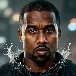 kanye west as sonic in gears of war, splash art, movie still, detailed face, photorealistic facial features, cinematic lighting, dramatic, octane render, long lens, shallow depth of field, bokeh, anamorphic lens flare, 8 k, hyper detailed, 3 5 mm film grain