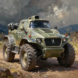 an artwork of a peugeot war mech, oil painting and artstation