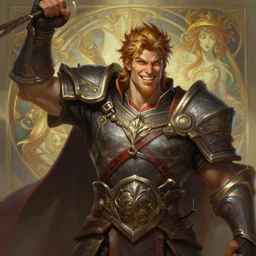 portrait of a warrior smiling upon victory, league of legends, intricate, highly detailed, digital painting, hyperrealistic, artstation, concept art, smooth, sharp focus, illustration, Unreal Engine 5, 8K, art by artgerm and greg rutkowski and alphonse mucha, by Jesper Ejsing