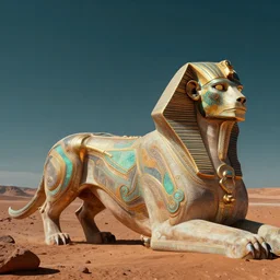 hyperrealistic futuristic highly detailed chimera and sphinx on the mars sharp focus in the style of modern art deco and retro 8 k