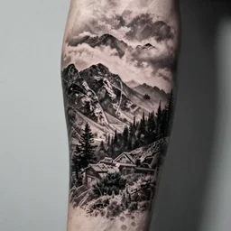 amazing detailed tattoo stencil of a danish art