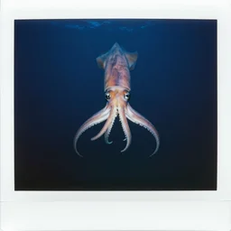 colossal squid in the abyss, dark polaroid photo, canon eos r 3, f / 1. 4, iso 2 0 0, 1 / 1 6 0 s, 8 k, raw, unedited, symmetrical balance, in - frame