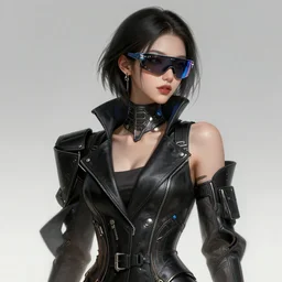 beautiful Korean fashion model Cyberpunk female character with futuristic sunglasses, cyberpunk 2077, sci-fi, intricate, elegant, highly detailed, digital painting, artstation, concept art, smooth, sharp focus, illustration, art by artgerm and greg rutkowski