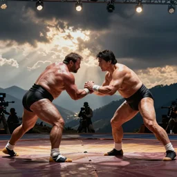 ben stiller and tom cruise, sumo wrestling.