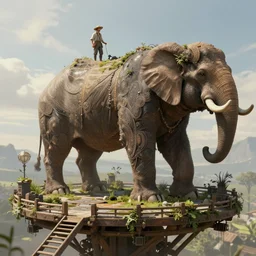 an intricate concept illustration, fantasy, farmer on a platform, megafauna, ultra photorealistic, ultra sharp, artstation, cgsociety, masterpiece, octane render, by wylop, 8 k