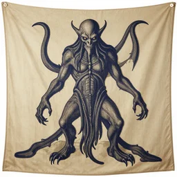 cthulhu on the bayeaux tapestry, medieval stitch