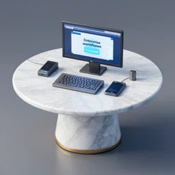 enterprise workflow engine, marble table, 3 d render octane