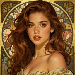 portrait of marina diamandis, 8k, rich vivid colors, cinematic lighting, illustration, french noveau, alphonse mucha, artstation