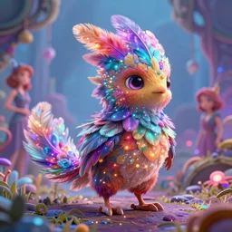 a beautiful detailed 3d matte painting of a feathered critter sparkling with colourful energies in a brilliantky coloured fantasy setting, by beeple and ellen jewett and alex horley and Alexander Jansson. magical realism, hyperrealistic, ultrawide angle, smooth, texture, intricate, fantasy, trending on artstation, polarizer filter, volumetric lighting, micro details, 3d sculpture, octane render, 8k