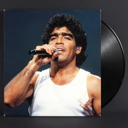 an album cover of maradona as a latino reggaeton singer, vinyl cover 2 0 0 5