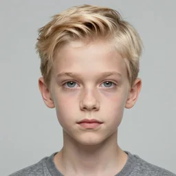 portrait of 1 5 - year - old boy, a tall, slender boy with a pale, pointed face, sleek blond hair, and ice grey eyes, wearing in shirt, hyper realistic face, beautiful eyes, character art, art by mark brooks, trending on artstation, digital art