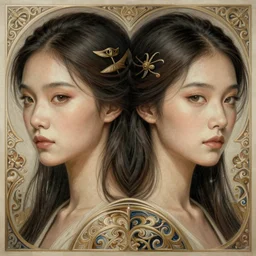 asian annasophia robb symmetrical portrait, d & d, fantasy, intricate, elegant, highly detailed, digital painting, artstation, concept art, smooth, sharp focus, illustration, art by artgerm and greg rutkowski and alphonse mucha