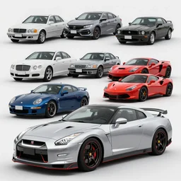 nissan gtr r 3 4, mercedez benz, honda civic, bentley, ferrari, mclaren, mustang, mini cooper, porche, jeep, vintage cars, gtr r 3 5, subaru brz, koenigsegg, lamborghini huracan, 8 0 s japanese jdm cars and supra in a shape of a car design, car photography, 4 k, high resolution, highly detailed