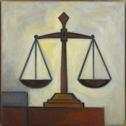 abstract expressionist painting of law, order, and justice